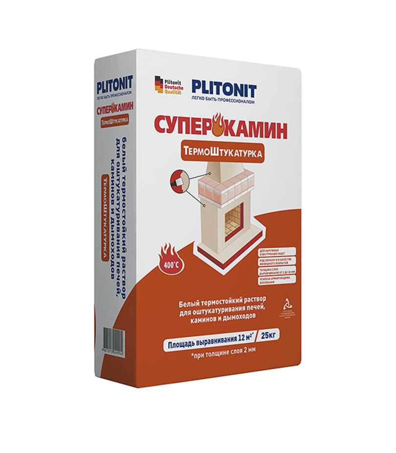 Штукатурка для печей Plitonit СуперКамин ТермоШтукатурка 25 кг