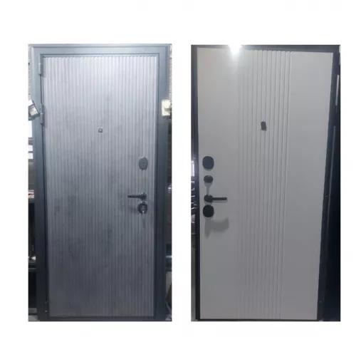 Дверь металлическая Россия Купер Вертикаль МДФ/МДФ Серый камень 960х2050 мм Правая