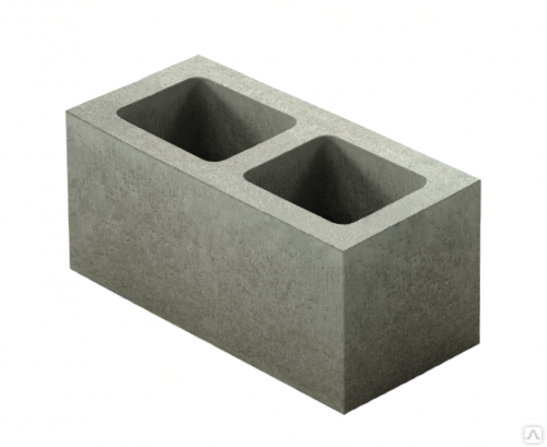 Блок пескоцементный стеновой 2-х пустотный 190х188х390 мм