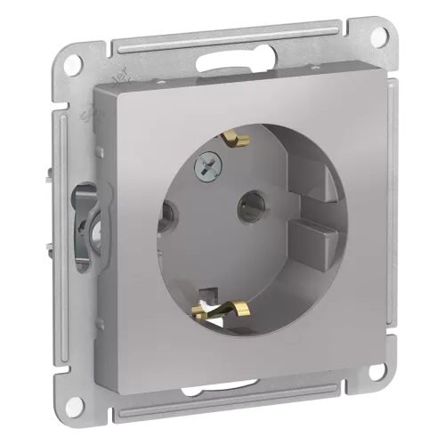 Механизм розетки с заземлением Systeme Electric Atlas Design алюминий