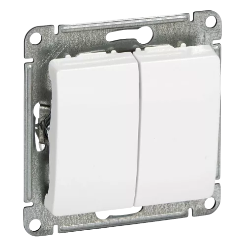 Механизм выключателя двухклавишного Systeme Electric Glossa белый