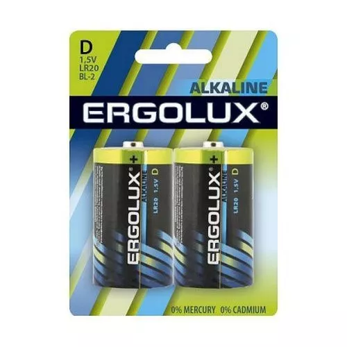 Батарейка Ergolux LR20 Alkaline BL-2
