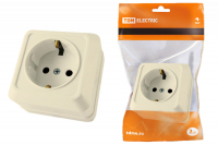 Розетка с заземлением наружная TDM Ладога слоновая кость