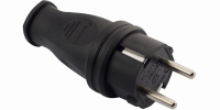 Вилка штепсельная с заземлением черная каучук