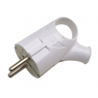 Вилка угловая с кольцом с заземлением 16А белая 4120 IN Home