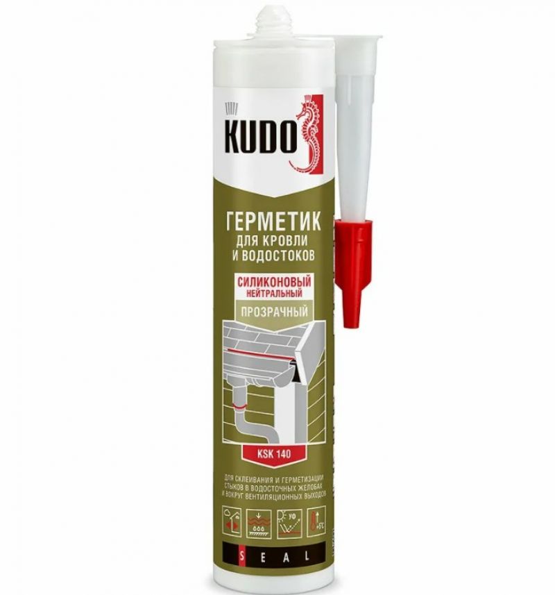 Герметик силиконовый для кровли Kudo KSK-140 280 мл Прозрачный