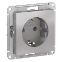 Механизм розетки с заземлением Systeme Electric Atlas Design алюминий
