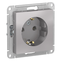 Механизм розетки с заземлением Systeme Electric Atlas Design алюминий