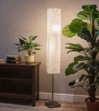 Торшер Uniel E27 2х60W мех.выкл., металл/бумага, 1450x180 белый UML-T400 WHITE