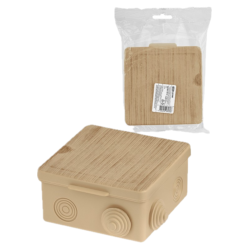 Коробка распределительная 100х100х55, сосна, IP55, 4 гермоввода, TDM