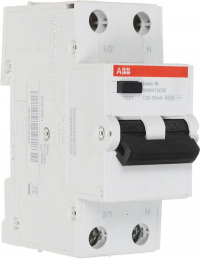 Выключатель автоматический дифференциального тока ABB 2п (1P+N) C 20А тип А (АВДТ)