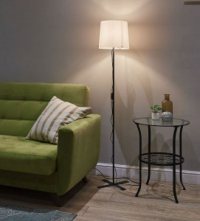 Торшер Uniel Е27 60W мех.выкл., мет/ткань, 1500x340 черный/белый UML-T510 BLAC