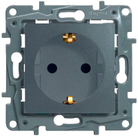 Механизм розетки с заземлением Legrand Etika алюминий